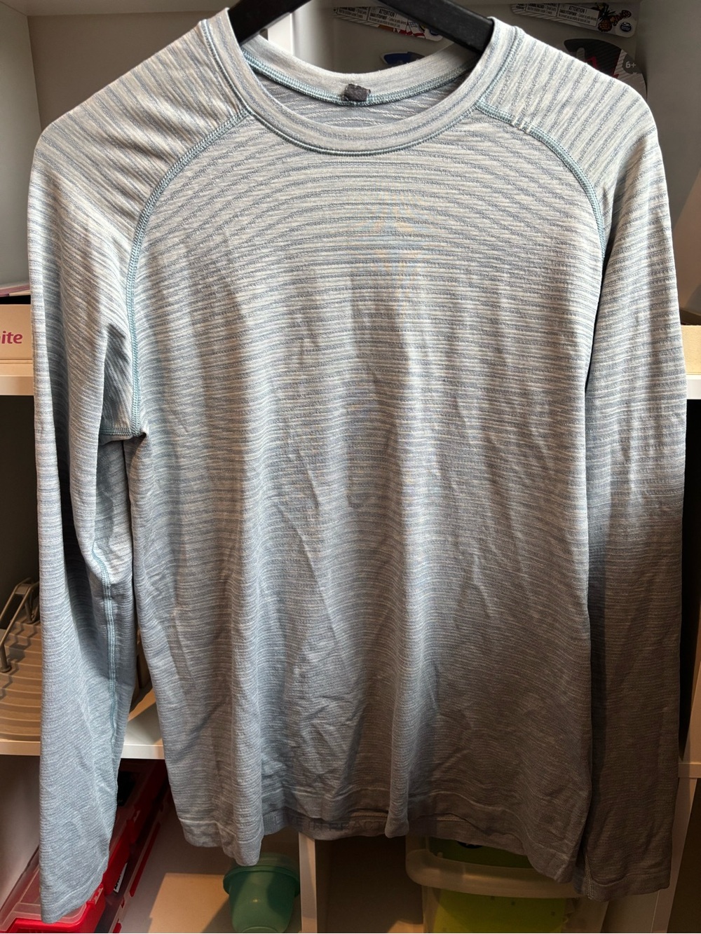 Men's lululemon Light Blue/gray Striped Long-Sleeve Shirt
